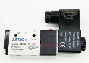 3V210-08 3Way2 Position 1/4" Port Airtac Pneumatic Air Solenoid Valve DC 24V - Picture 1 of 5