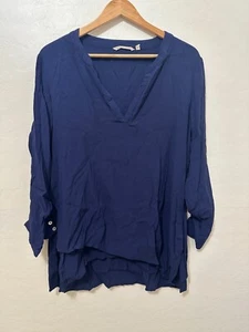 Weiche Umrandung Damen Tunika Top Gr. XL High Low 3/4 Arm Boho Lagenlook - Bild 1 von 13