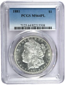 1881 PCGS MS64PL (Proof-Like) Morgan Silver Dollar - Picture 1 of 2