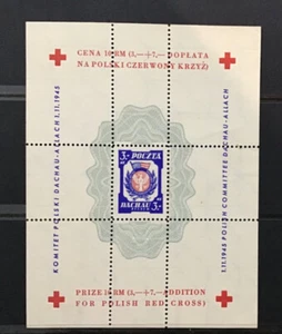 Poland 1945 Red Cross Dachau Prisoner Support Mini Sheet Rare MUH - Picture 1 of 2