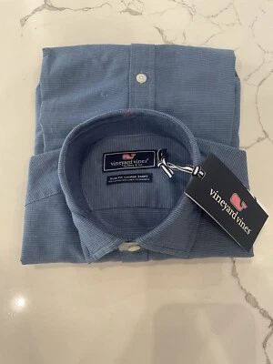 NUEVO CON ETIQUETAS Vineyard Vines Lino Para Hombre Worth Ave Slim Cooper Manga Larga Talla Azul pequeño Foto 1 de 4