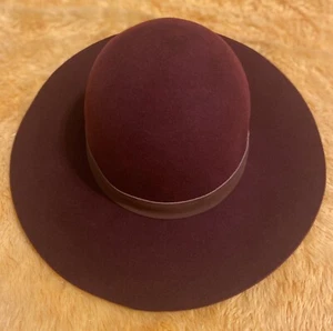 New Anthropologie Hat Attack Burgundy 100% Wool Floppy Wide Brim Hat - Picture 1 of 5