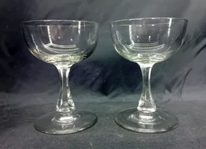 Paar antike viktorianische geschliffene Glas Sektgläser Coupés facettierte Baluster Stiele - Bild 1 von 5