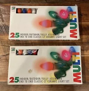 2 SETS Vintage Xmas 25 C7 Multi-Colored Ceramic End To End Light Sets Holiday - Picture 1 of 3