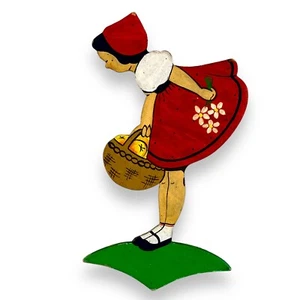 Vintage Masse Pappe Figur Seltenes Sudeten Rotkäppchen Deko Alt Süß Märchen Bild - Bild 1 von 5