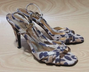 ANNE MICHELLE CORREA DE TOBILLO BOMBAS PUNTA ABIERTA ANIMAL PRINT ZAPATOS DE MUJER 7 - Imagen 1 de 7