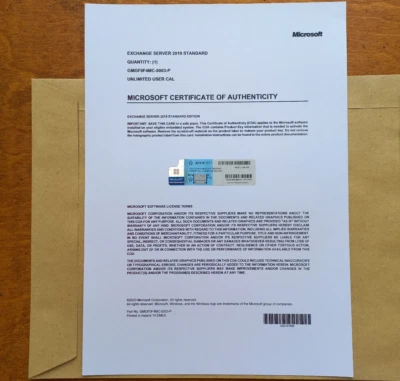 Microsoft Exchange Server 2019 STANDARD w Retail Unlimtd CAL GMGF0F4MC Authentic - Image 1 of 4