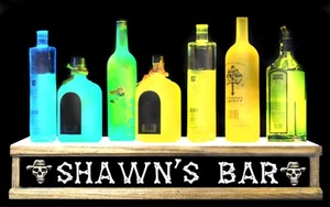 24" long liquor bottle display - wet bar display PERSONALIZED SKULL & BONES sign - Picture 1 of 1