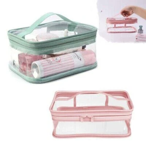 2X Clear Cosmetic Bag Makeup Bag Travel Toiletry Bag Pouch Beach Bag Organizer - Picture 1 of 9