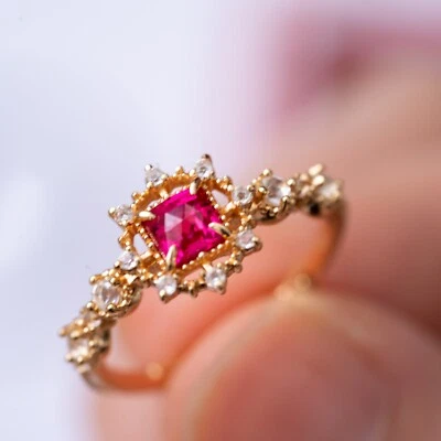 Кольцо с красным корундом викторианский кристалл винтажное золото вермей Versallies рубин ювелирные изделия - Изображение 1 из 4