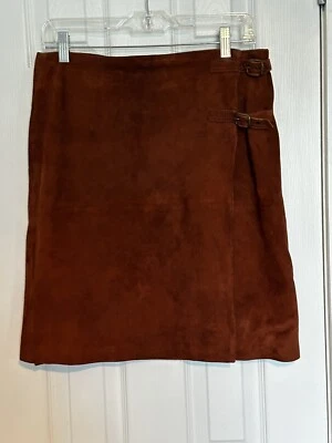 RARO River Art De Colección Cuero Real Gamuza Envolvente Hasta la Rodilla Falda Mujer 10 Óxido DS Foto 1 de 4