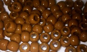 MEDIUM BROWN Opaque Pony Beads 9x6mm 100pc Acrylic USA made crafts jewelry - Picture 1 of 3