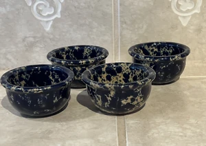 Set 4 Bennington Pottery Vermont -#1892 Blue Agate Butter/herb crocks (4oz) 3" - Picture 1 of 14