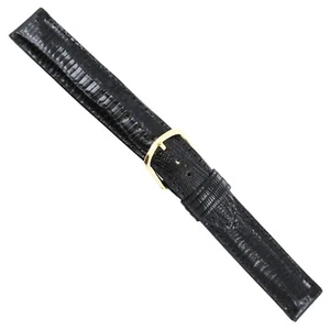 17mm Seiko Black Genuine Lizard Padded & Stitched Mens Regular Watch w/Defects - Picture 1 of 4