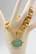 Susan Shaw 24K Gold Plate Bee Lucite Cameo Toggle Bracelet