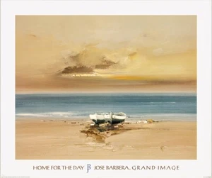 Jose Barbera Strand Maritim Kunst Haus für den Tag 28x24 Zoll - Bild 1 von 1