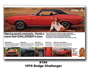 13x19 1970 Dodge Challenger R/T Ad Poster 340 383 440 426 HEMI Mopar Scat Pack - Foto 1 di 1
