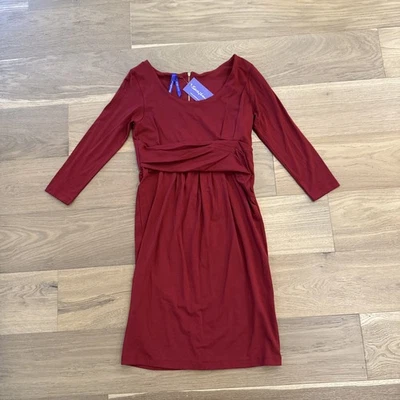 NWT Seraphine Side Pleat Detail Maternity Dress Sz 2 Black Long Sleeve Claret - Image 1 of 4