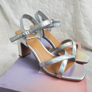 Lisa Vicky Vision Damen-Riemchenpumps silberfarben schillernd Größe 6 M - Bild 1 von 10