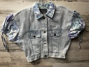 Vintage Enchante Retro Cropped Lightweight Jean Shirt 1980’s Size Small - Picture 1 of 8