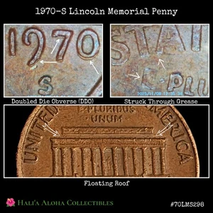 💠🪙💠1970 S Lincoln Cent ~ Doubled Die (DDO), Floating Roof, Struck Thru Grease - Picture 1 of 9