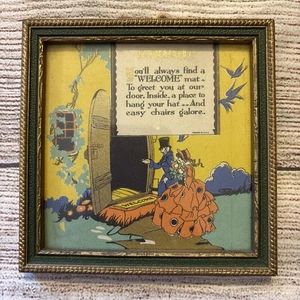 Vintage Small Framed FRIEND Poem Printed in USA 1930s Art Deco 4.5” Square - Picture 1 of 6