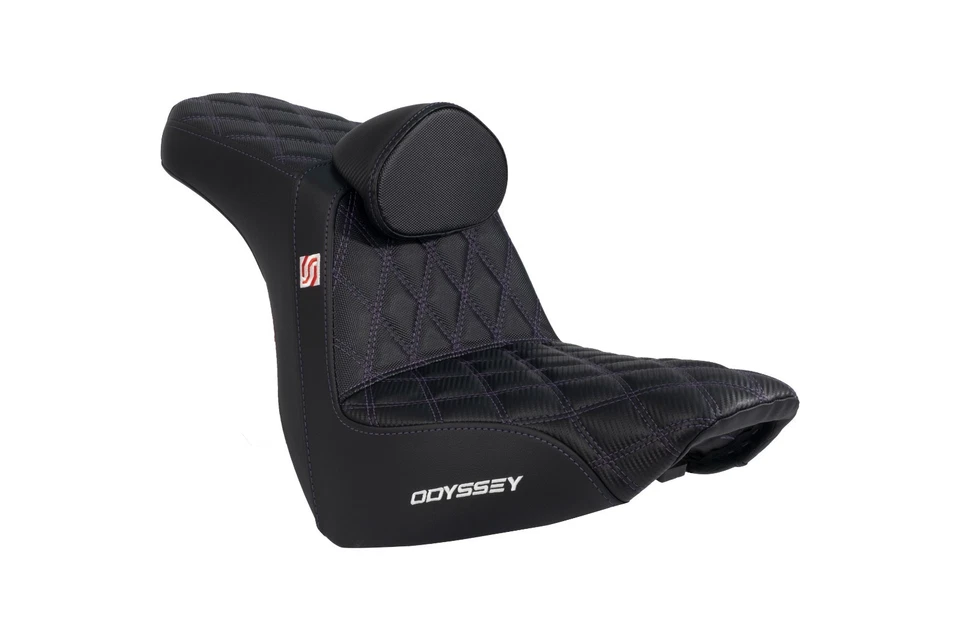 Odyssey Harley-Davidson Leather Seat w/Backrest Purple 2018-25 Low Rider S - Image 1 of 4