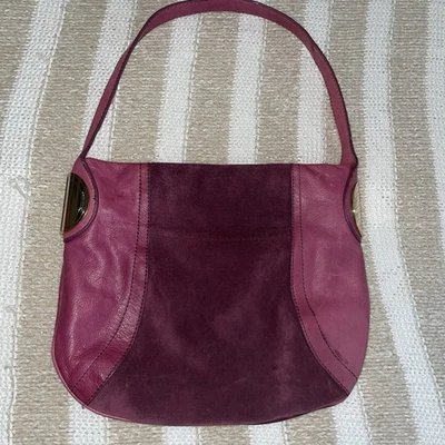PINK AND PURPLE SUEDE LEATHER SHOULDER BAG - Image 1 of 4
