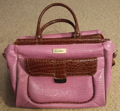 Samantha Brown Pink/Brown Carry On Croc Embossed 18" Luggage Travel Bag!!! - Image 1 of 4