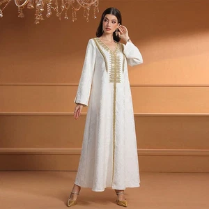 Islamic Women Abaya Long Sleeve Maxi Dress Turkey Muslim Kaftan Cocktail Dresses - Picture 1 of 10