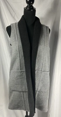 Chaleco Abierto Eileen Fisher Gris Negro Largo Lana y Cachemira Talla M Foto 1 de 4