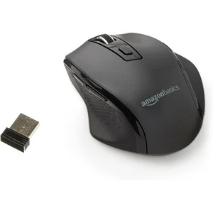 Amazon Basics Wireless Mouse Ergonomic 2.4GHz Optical DPI Adjustable Black - Picture 1 of 8