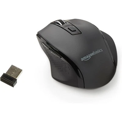 Amazon Basics Wireless Mouse Ergonomic 2.4GHz Optical DPI Adjustable Black - Image 1 of 4