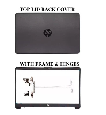 Replacement HP 250 255 G8 Black LCD Rear Housing Back Cover Lid Frame Hinges - Image 1 of 4