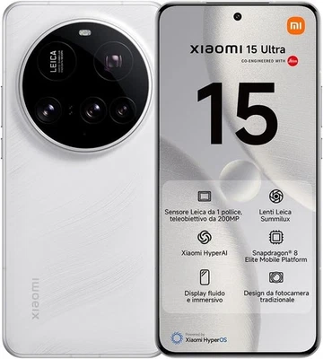 Cellulare Smartphone Xiaomi 15 Ultra 5G 6,73" 16+512GB Dual Sim LEICA WHITE - Immagine 1 di 4
