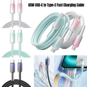 Cable de carga rápida USB-C a tipo C de 65 W cable de datos de cristal transparente - Imagen 1 de 11
