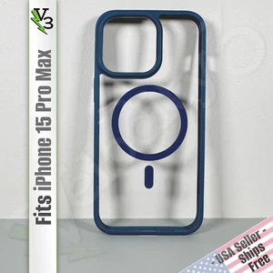 Case for iPhone 15 Pro Max - Clear with Blue Frame | Magnetic | Slim & Secure - Picture 1 of 19