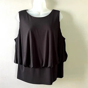 Top Lane Bryant para mujer talla grande 18/20 negro dobladillo burbuja sin mangas elástico fiesta - Imagen 1 de 8