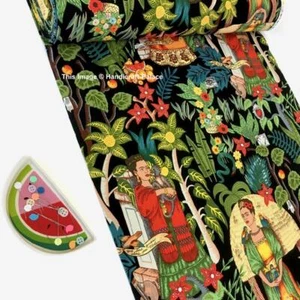 5 Yard Tela De Algodón Impresa A Mano Con Estampado Negro Indio. - Imagen 1 de 4