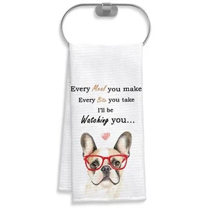 Funny French Bulldog Kitchen Towel Bulldog Lovers Gifts Hand Towel Dish Towel... - Picture 1 of 6