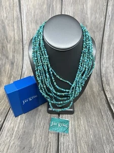 Jay King Minenfund Multi Strang Türkis Wasserfall Halskette .925 18" Neu im Karton - Bild 1 von 9