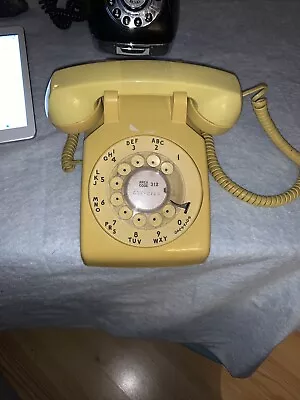 Rotary Dial Phone Western Elec 500DM Vintage Retro Bell System Yellow. Ship Incl • 49€