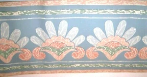 Wallpaper Border Art  Deco Blue Pink Peacock Wall Blue 854-Ph-3062B 5 1/8" NIP - Picture 1 of 2
