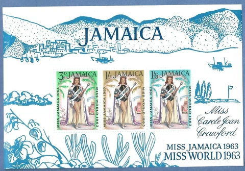 JAMAICA 207A MNH SOUVENIR SHEET MISS WORLD 1963 * Cover