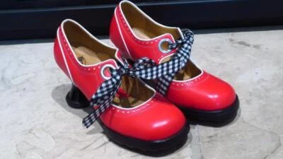 JOHN FLUEVOG Rojo Mini Sugarsnap Mary Jane Cinta Tacones Zapatos 9.5 Foto 1 de 4