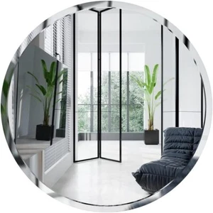 Frameless Round Mirror 16" Small Circle Mirror Hanging Wall Mounted for Bathroom - Picture 1 of 6