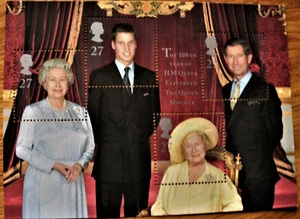 BRIEFMARKEN ZUM 100. JAHR VON HM ELIZABETH DIE KÖNIGIN MUTTER POSTFRISCH - Bild 1 von 1