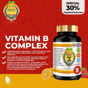Organic Greek Vitamin B Complex | Energy, Metabolism & Nervous System Support - Picture 1 of 6