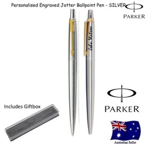 Personalised Engraved Parker Jotter Stainless Steel Gold Trim Gift Box NEW - Picture 1 of 9