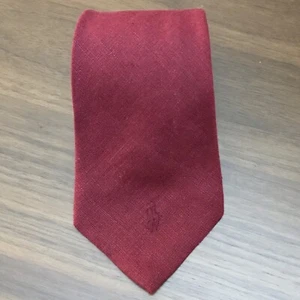 RARE Polo Ralph Lauren Red Neck Tie Handmade in USA 100% Linen - Picture 1 of 9